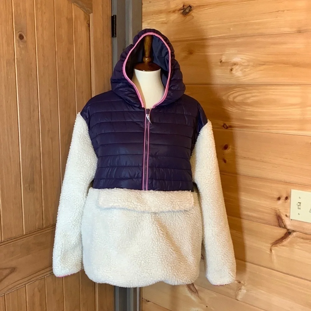Ivory Ella Sherpa and puffer hooded jacket 1/4 zip Size XL - Picture 14 of 15